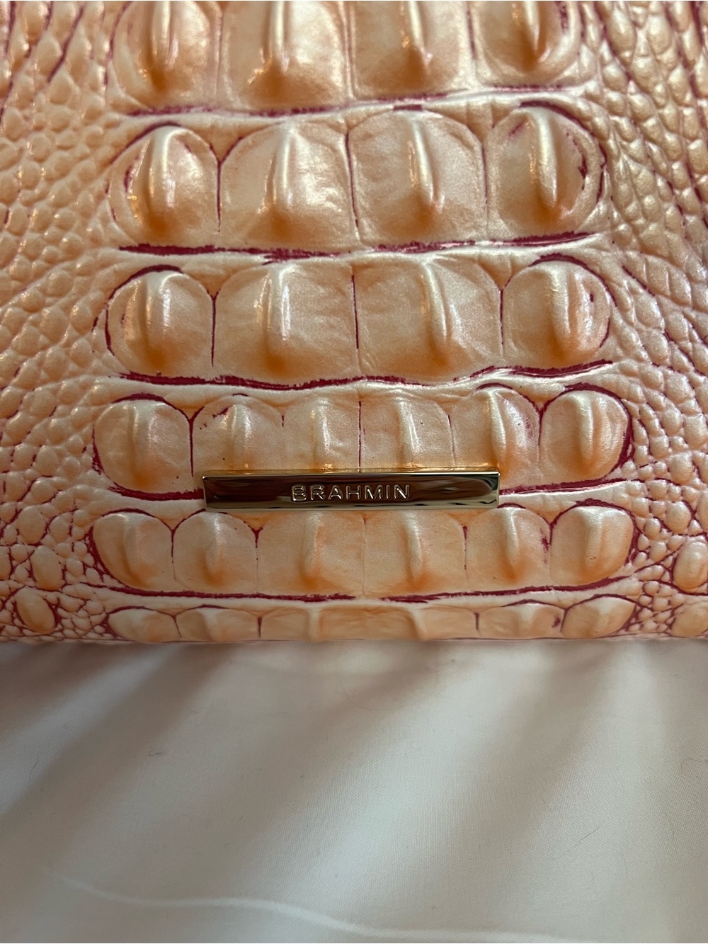 Brahmin Rose Gold Croc-Embossed Satchel - Picture 4 of 11